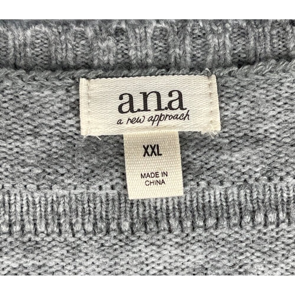 A.N.A Womens Size XXL Heather Grey Silver Striped Sweater - Picture 9 of 11